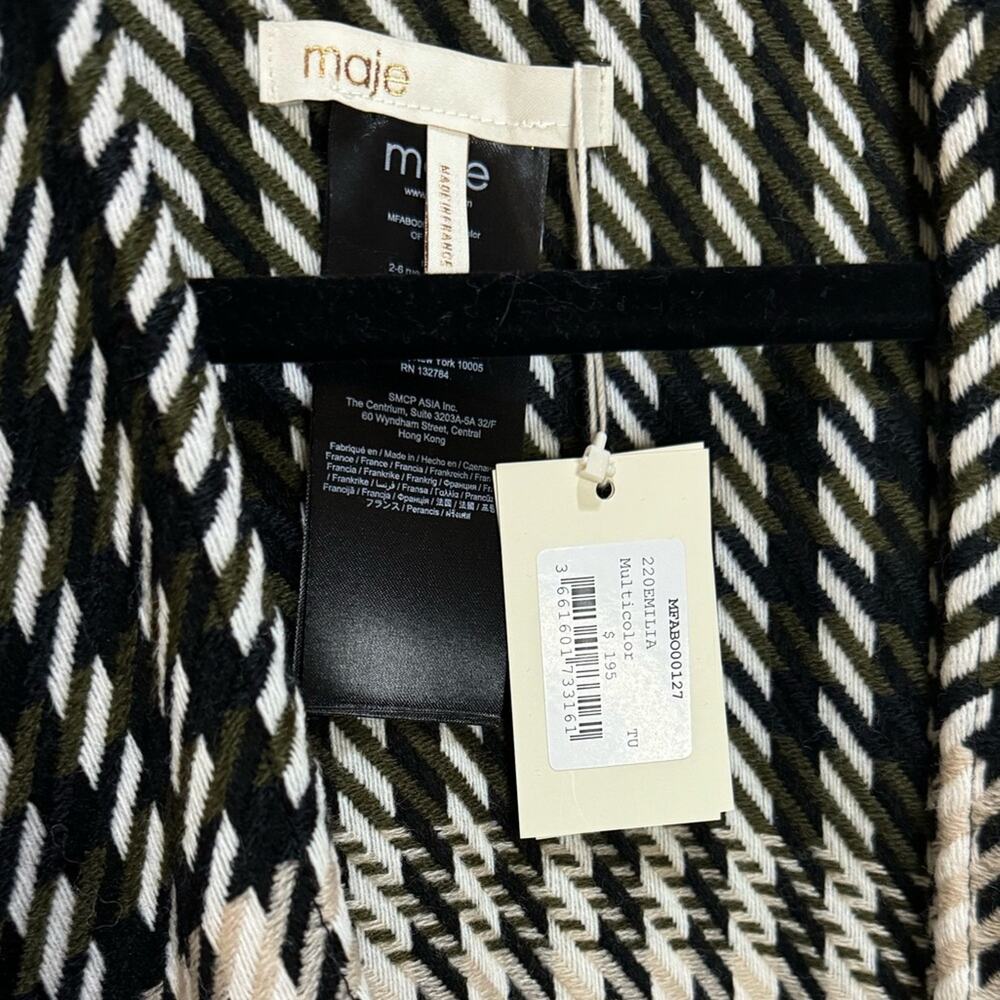MAJE Emilie Houndstooth Print Cape Shawl Wrap OS - Picture 7 of 7